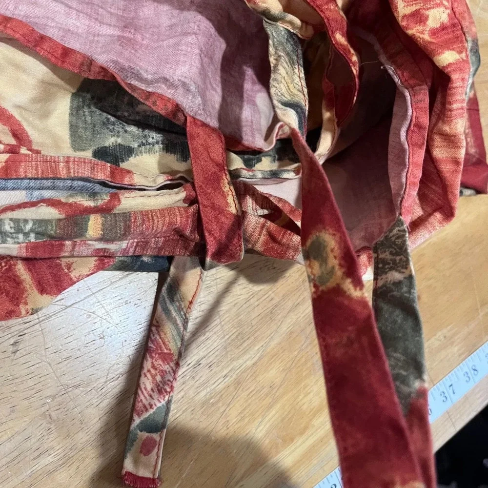 Vtg IKEA Twin Duvet Cover Red Patchwork Floral Abstract Boho Cotton 90s Eclectic